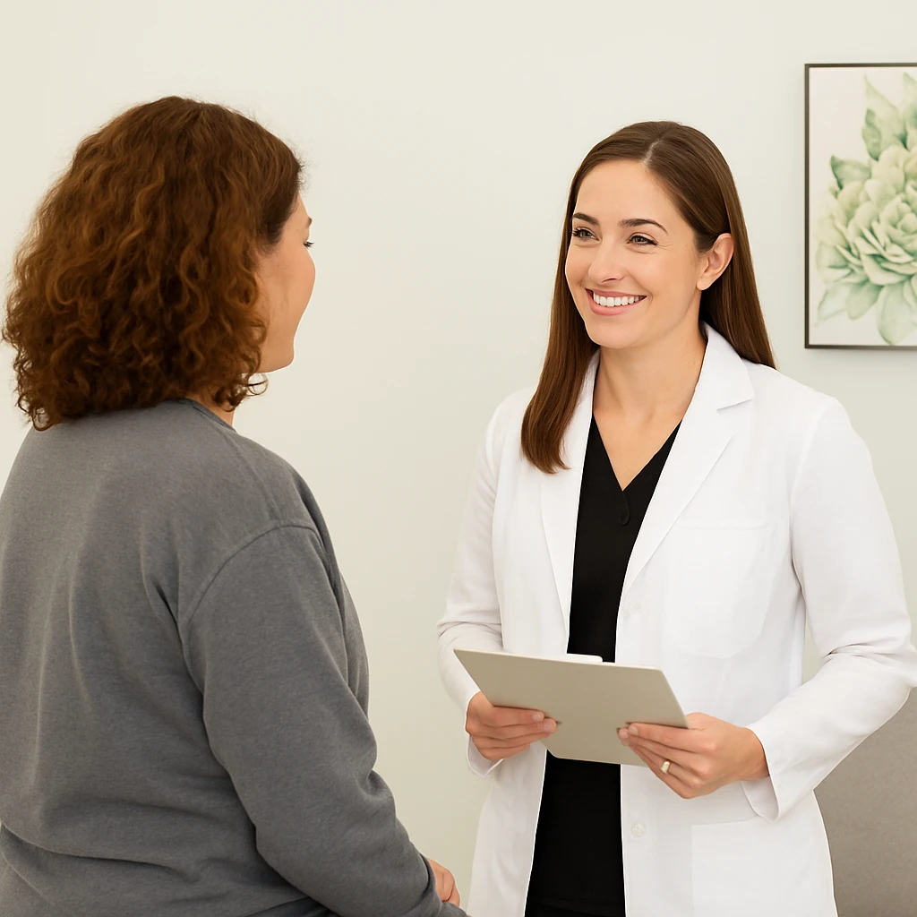 Provider helping a patient